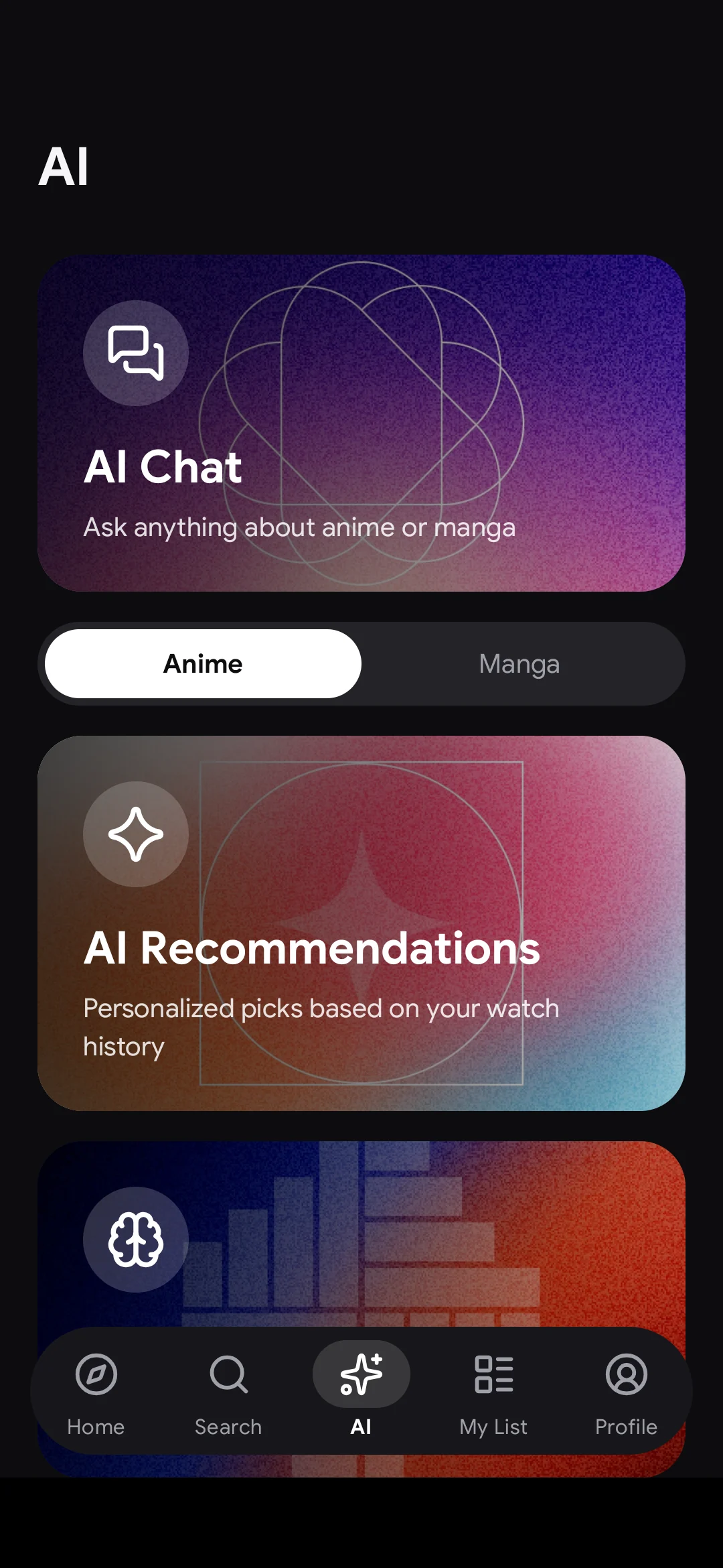 Miki's AI tab with chat, recommendations and quizzes